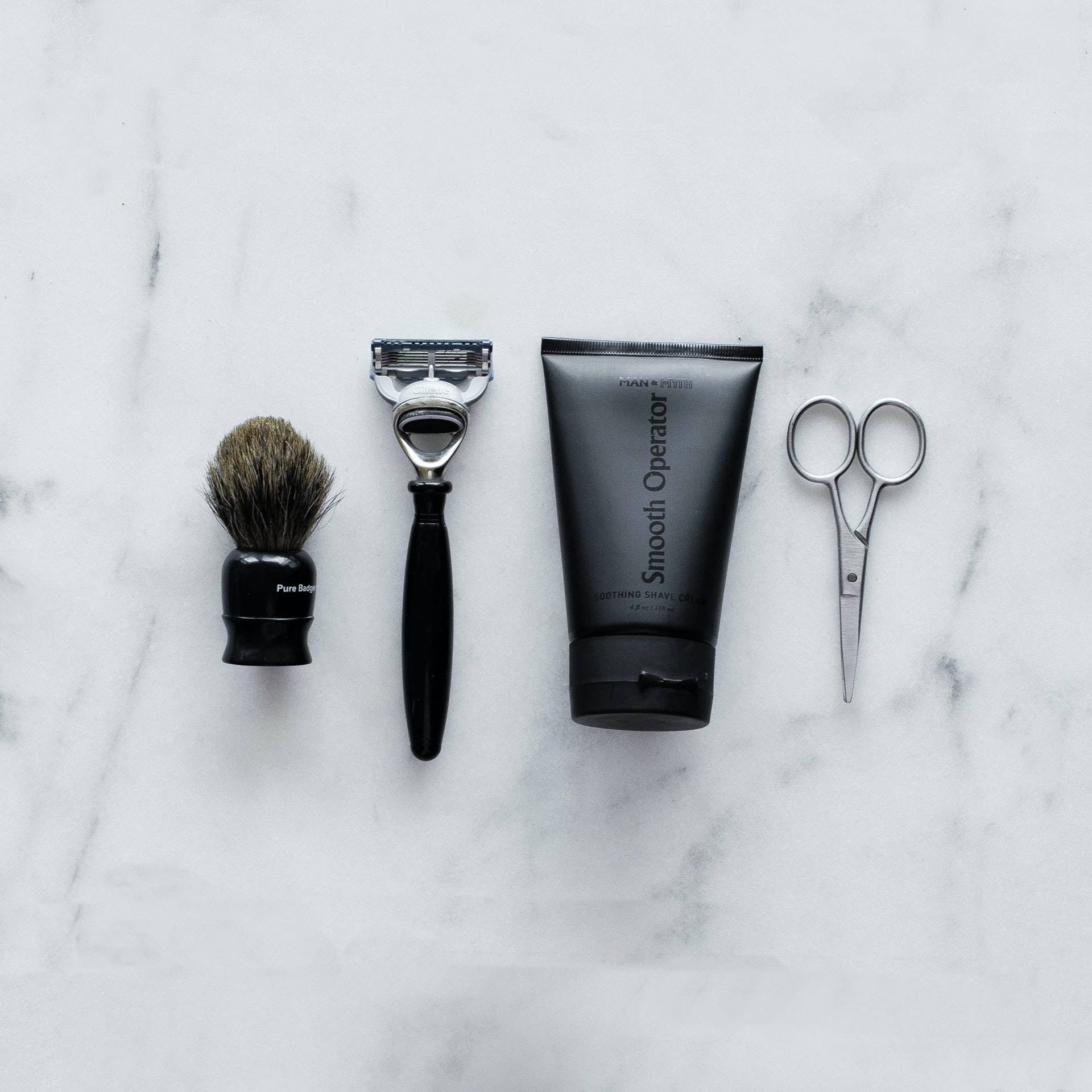 Flatlay of shaving tools - Darren Yaw Wife